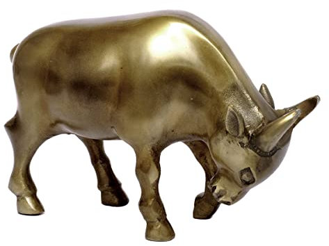 Brillibrum Design Metall Stier Figur Bulle Dekofigur Statue Skulptur Stierfigur Börse Banker Trader Aktien Büffel Bison Handmade (Stier - Messing Antik)