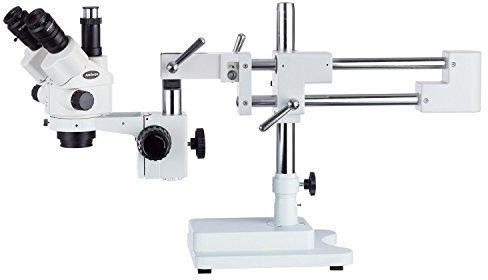 AmScope 7X-90X Simul-Focal Stereo Lockable Zoom Microscope on Dual Arm Boom Stand