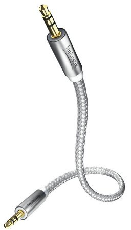 inakustik – 0041010075 – Premium 3,5mm Klinkenkabel | Für den Anschluss vom Smartphones, Tablets oder PC an HiFi-Verstärker | 0,75m in Weiß/Silber | 2-fache Abschirmung - moderner Geflechtschirm