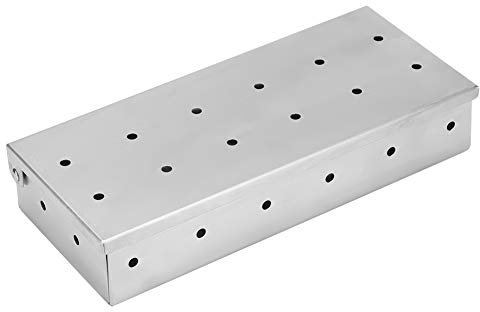 BBQ Smoker Box, design multi-foro 8,7 x 3,5 x 1,6 pollici scatola per fumatori con trucioli di legno resistente per carbonella e griglie a gas per campeggio all'aperto