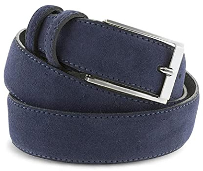 La Bottega del Calzolaio Cintura camoscio Blu Jeans uomo donna 3,5 cm artigianale made in Italy (115 cm (46/48-48/50 EU))