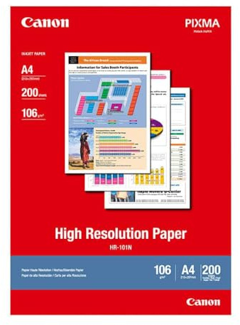 Canon HR-101N hochauflösendes Papier - DIN A4, 200 Blatt (106 g qm) für Tintenstrahldrucker HR-101A4 200 Seiten