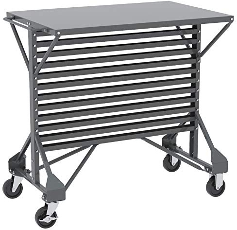 Akro-Mils 30812 Steel Mobile Bin Work Cart Organizer with Steel Worktop for Mounting AkroBin Storage Bins, (38-1/2-Inch W x 24-Inch D x 36-1/2-Inch H), Gray