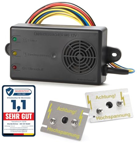 Marten and rat repellent system: Ultrasonic sound and high voltage: Mardersicher MS 12V mobil