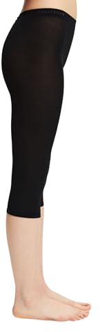 ESPRIT Caprileggings i bomull, ogenomskinlig hög denier, svart, vit, grå, marinblå, tjock, kort längd, enkel, idealisk för sommar eller vinter, 1 par, Svart (svart 3000), S