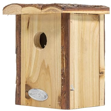 mgc24 Zaunkönig-Nistkasten, Holz, Rindendach, 13,4 x 12,5 x 17 cm | Wetterfest, zum Aufhängen, Naturoptik, Wildvogelhaus für Zaunkönige, Garten, Balkon, Außenbereich, Nistplatz aus Holz