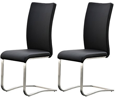 möbelando Esszimmerstuhl >Muvo I< (2er Set) in Schwarz aus Metall - 43x103x52cm (BxHxT)