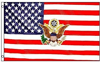 AZ FLAG Drapeau Etats-Unis avec logo du Président 150x90 cm 2 Œillets | Usage intérieur et extérieur Drapeau décoratif américain USA with President Logo coutures doubles et bords renforcés