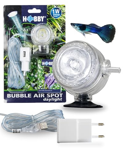 HOBBY Aquaristik Bubble Air Spot Daylight I 2-in-1 LED-Tageslicht & Luftausströmer für Aquarien I Stimmungsvoller Sonnenlicht-Effekt mit Ausströmerfunktion I Kompakte Größe