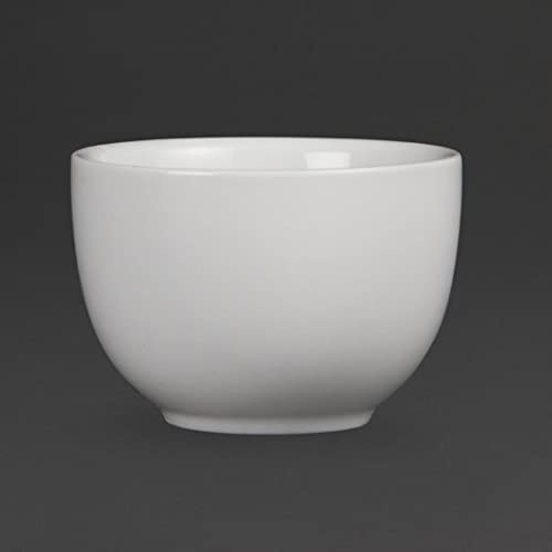 Olympia Vitrified Porcelain Chinese Tea Cups, Pack of 12, White | Strengthened rolled edges protect against chip damage, while oven, microwave, freezer and dishwasher-safe builds save time.
