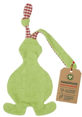 Efie Bio-Schmusetuch Hase grün – 100% Baumwolle (KBA) & GOTS-Zertifiziert – handgefertigt in Deutschland – weiches Schnuffeltuch für Babys ab Geburt