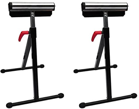 vidaXL Set of 2 Adjustable Roller Stands for Bench Saws, Planers and Workbenches - Steel Material, High Load Capacity, Easy Adjustment & Foldable Design
