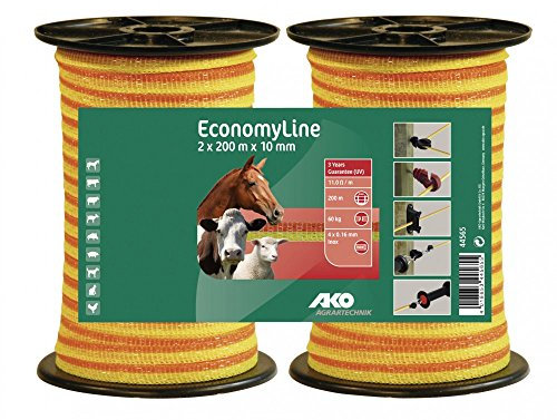 Kerbl 2 Stück Weidezaunband-Doppelpack 2 x 200 m Breitband Zaunanlagen Elektrozaun