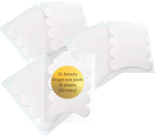 3D Beauty Biogel Eye Pads For Eyelash Extension, Under Eye Pads Eyelash Extension Supplies - 15 Sheets (30 Pairs)