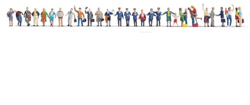NOCH® Mega-Spar-Set „Auf dem Bahnhof“, 30 handkolorierte Figuren für Spurweite H0, perfekt für Modellbau und kreative DIY-Projekte