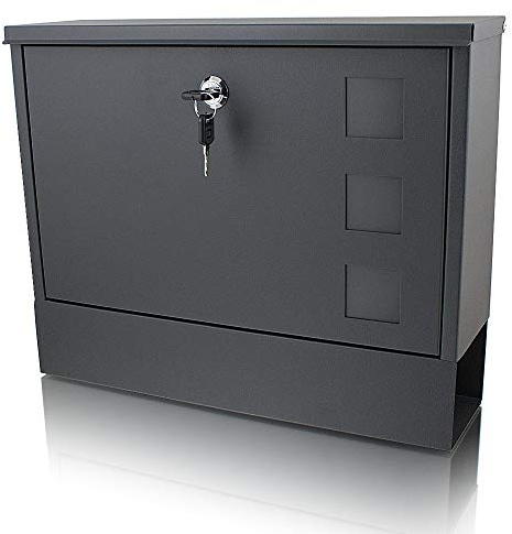 Briefkasten Postkasten Mailbox Letterbox Wandbriefkasten Zeitungsfach Dunkelgrau Anthrazit