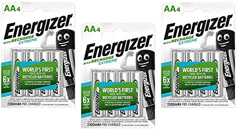 ENERGIZER Lot de 3 Blisters de 4 Accus Piles rechargeables HR6 Extreme AA 2300mah