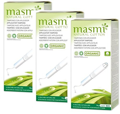 Masmi - Tamponi biologici con applicatore, in cotone biologico certificato, super, confezione da 3