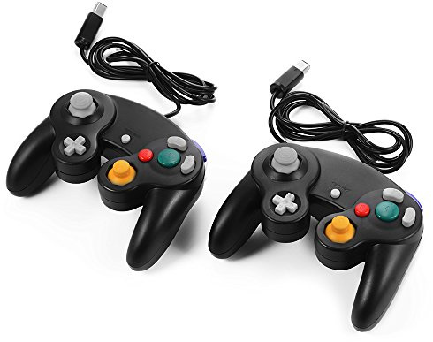 XCSOURCE 2pcs Manette Filaire Contrôleur de Jeu pour Nintendo Wii Gamecube NGC GC Noir AC442