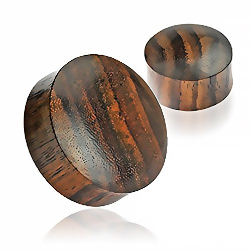 Holz Plug Ohr Flesh Tunnel Wood 3-50mm Ear Plug Sattle Fit Double Flared Organic dunkelbraun 25 mm