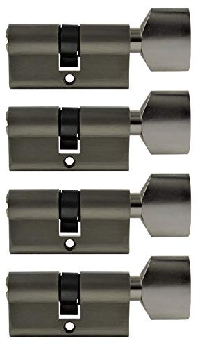 Löwen Sicherheitsschloss Lot de 4 serrures à cylindre identiques avec bouton 60 mm de long Avec 20 clés réversibles Pour les tubes de 30 x 30 mm