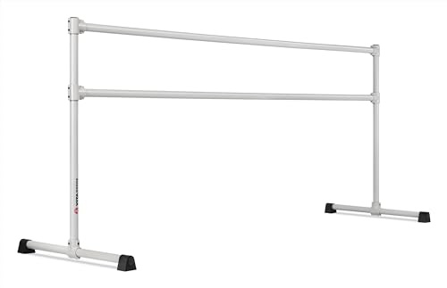 VITA Barre Portable Freestanding Double Ballet Barre, Extreme, 8 Ft Bars, Satin Silver, Steel | Fixed Height, Made in USA, Home or Gym Exercise Equipment for Kids & Adults | Dance, Fitness, Pilates