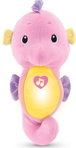 Fisher-Price Musical Baby Toy, Soothe & Glow Seahorse, Pink Plush Sound Machine with Lights & Volume Control for Newborns