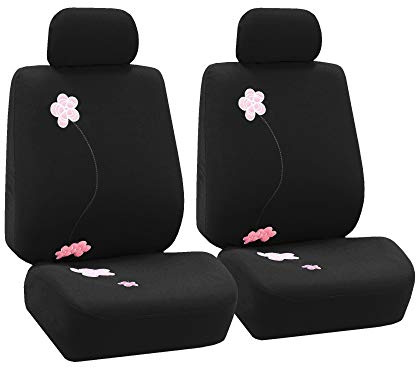 FH Group - Juego Completo de Fundas para Asiento de Coche, diseño Floral, Compatible con airbag y Banco Dividido, para la mayoría de Coches, Camiones, todoterrenos, Furgonetas, Color Negro