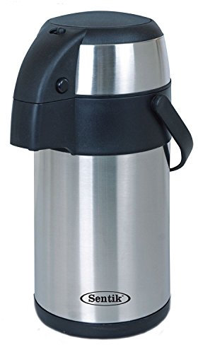 Sentik 5 Litre Pump Action Airpot/Thermal Coffee Flask/Stainless Steel Insulated Vacuum Thermo Airpot / 24 Hour Heat Retention / 24 Hour Cold Retention/Hot Water Jug