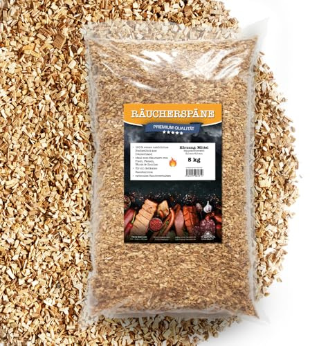 Terra Discount Räucherspäne Buche 5Kg in den Körnungen fein/mittel oder grob | Buchenholz-Späne zum Räuchern von Fisch, Fleisch & Gemüse | Ideal für Smoker, Grill & Räucherofen