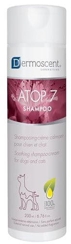 Hundeshampoo gegen Juckreiz und Hautirritationen | Sensitives Shampoo für Hunde und Katzen mit empfindlicher Haut | Feuchtigkeitsspendende Pflege mit Omega 3 & 6 | ATOP 7 Shampoo von Dermoscent