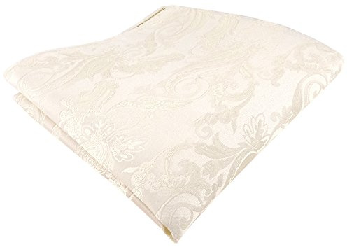 TigerTie Seideneinstecktuch in beige creme perlmutt Paisley - Einstecktuch Seide Gr. 25x25 cm