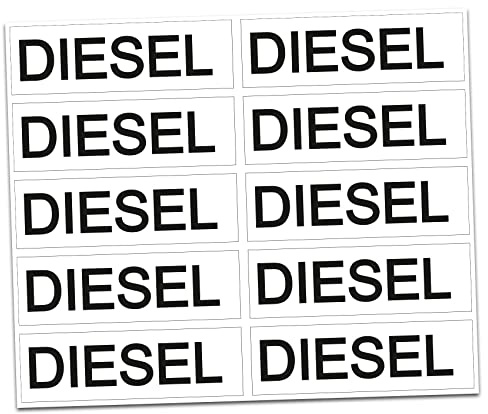 Finest Folia 10 x Aufkleber Kraftstoff Kennzeichnung Tankdeckel Auto Hinweis Brennstoffe AdBlue Benzin Gemisch Diesel Wasser Super (R022-04 Diesel)