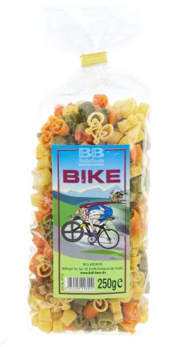 Bull & Bear bunte Fahrrad Nudeln, 250g, Motivnudeln aus Hartweizengrieß, handgefertigt in deutscher Manufaktur, Pasta Geschenk