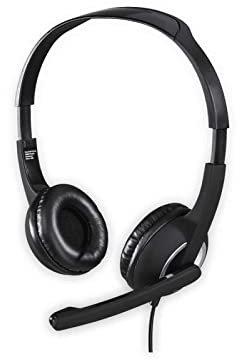 Hama Casque Essential HS 300 avec Microphone (Ultra-léger, Oreillettes rembourrées, Casque stéréo, chaîne stéréo, réglage du Volume sur Le câble, Longueur de câble de 2 m, Prise Jack 3,5 mm) Noir