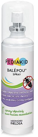 PEDIAKID - Balépou Spray - Répulsif aux huiles essentielles 100% pures & naturelles (Lavandin, Géraniol) - Repousse les poux tout en douceur - Sans paraben ni alcool - 100ml
