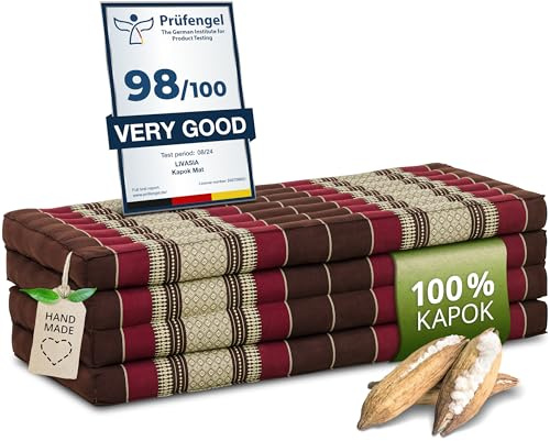 Livasia Matelas Pliable Durable en kapok - 200x110x8cm - Matelas d’invité Large, Matelas Pliable, Tapis de Yoga, Lit d’invité, Chaise Longue pour Le Jardin et Le Balcon (Bordeaux)
