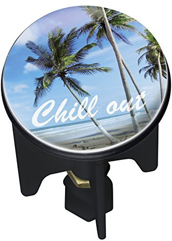 WENKO 21852100 Waschbeckenstöpsel Pluggy Chill Out Abfluss-Stopfen für alle handelsüblichen Abflüsse, Plastik, Mehrfarbig, 3,9 x 3,9 x 6,5 cm