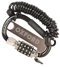 Oxford Karabiner-Kombinationsschloss für Helme - Aluminium - Spiralkabel