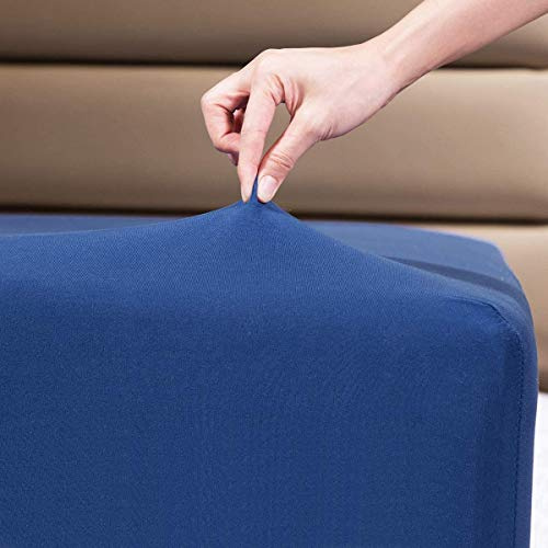 Family Bedding Deep Pocket Fitted Sheet, 100% Jersey Cotton, Navy Blue, King