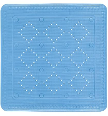 Kleine Wolke Duscheinlage Arosa Blau 55 x 55 cm | Mit parktischer Aufhängeöse, schneller Wasserabfluss dank Drainage-Löchern, maschinenwaschbar