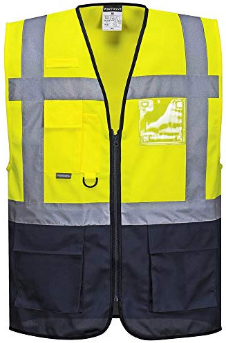 Portwest Gilet Executive Warsaw, Couleur: Jaune/Marine, Taille: XXL, C476YNRXXL
