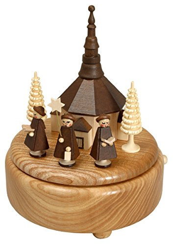 Rudolphs Schatzkiste Spieldose mit Kirche Kurrende Natur BxHxT 13x16x13cm NEU Spieluhr Spielwerk Musikdose Musik Figur Seiffen Erzgebirge Holz Dekoration Weihnachten