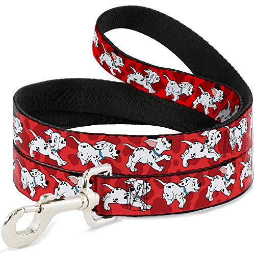 Buckle-Down DL-WDY179-N bred 1,35 cm dalmatiner löpning/tassar röd/vit/svart hundkoppel 4'