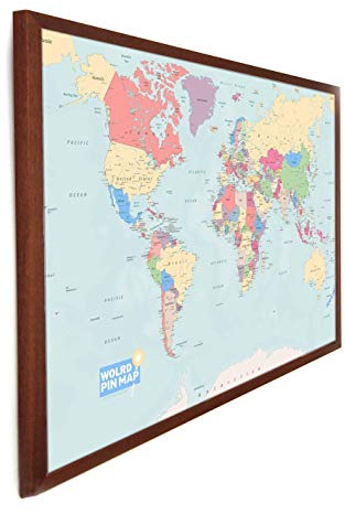 World Map Pinboard - Large 76cm X 51cm, Ready-To-Hang, Multi-Colour World Map, Laminated World Map Noteboard, Write on/Wipe Off, Eco-Friendly Beaver Board