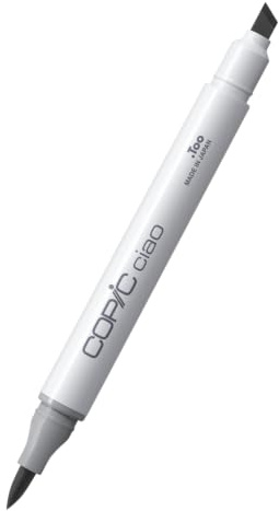 COPIC Ciao Marker Typ - 100, black, vielseitiger Layoutmarker, mit einer mittelbreiten und einer Brush-Spitze