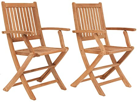 Amazonia London 2-Piece Certified Teak Patio Folding Armchair