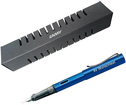 Lamy Füllhalter AL-star Modell 28, Feder F, Farbe dunkelblau, inkl. Laser-Gravur