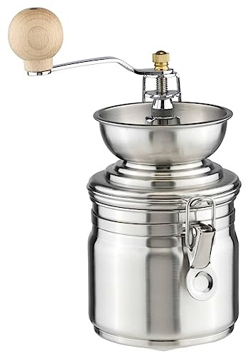 ECO Kaffeemühle Edelstahl Mühle 10 x H 21,5cm mit Keramikmahlwerk manuell Muehle