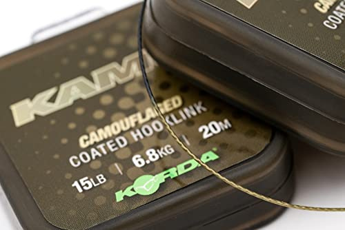 Korda Kamo Coated Hooklink, Karpfenvorfach, Abriebfeste Schnur, Matte Beschichtung, Sinkendes Vorfachmaterial, Für das Karpfenangeln